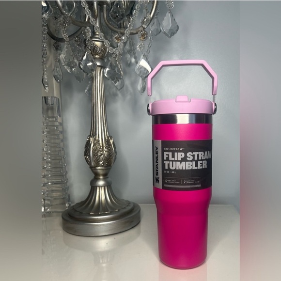 NEW Stanley 30oz IceFlow Flip Straw Stainless Steel Tumbler - Camelia Hot Pink - Picture 9 of 11